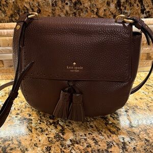Kate Spade Dark Brown Pebbled Leather Crossbody Bag